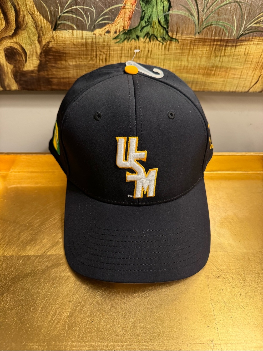 New! USM Embroidered Black & Gold Men's Baseball Cap, Adjustable Strap